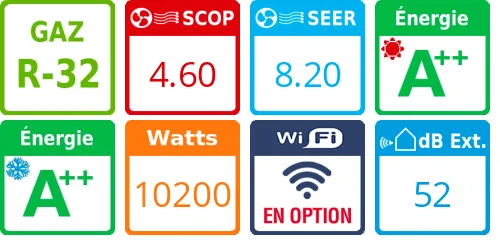Mitsubishi Tri-split MXZ-5F102VF + MSZ-EF22VGW + MFZ-KT35VG + MFZ-KT50VG - Product features image