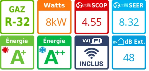 Climatiseur quadri split Emura 3 4MXM80A9, Tailles 20 + 35 + 35 + 50 Argent - Product features image