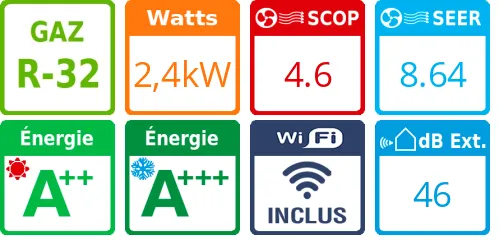 Climatiseur Mural Emura 3 2,4 kWatts Blanc - Product features image