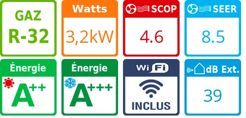 Climatiseur bi split Etherea CU-2Z50TBE, Tailles 16 + 16 Blanc Mat - Product features image