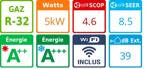 Climatiseur bi split Etherea CU-2Z50TBE, Tailles 16 + 42 Blanc Mat - Product features image