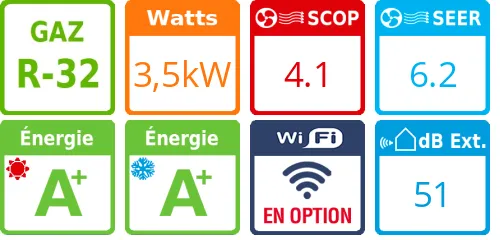 Climatiseur Mural Essentiel 3,5 kWatts Blanc - Product features image