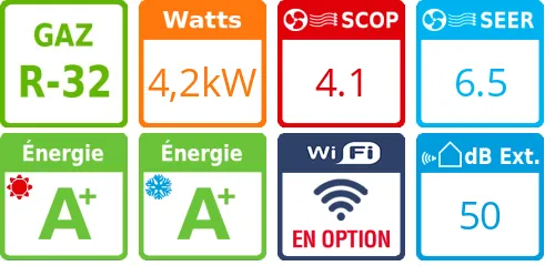 Climatiseur Mural Essentiel 4,2 kWatts Blanc - Product features image