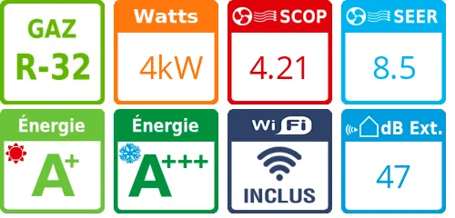 Climatiseur bi split Standard Plus MU3R19.UE0, Tailles 9 + 12 Blanc - Product features image